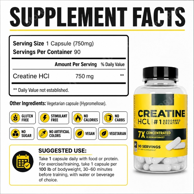 Creatine HCl 750mg 90 Capsules - Nutrition For Fitness 评论和价格