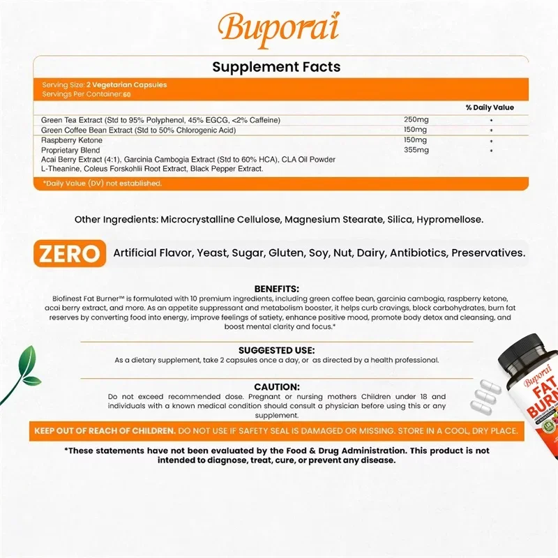 Fat Burner Capsules - Healthy  - Green Tea Extract Fat 评论和价格